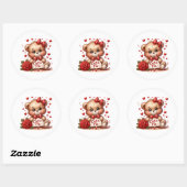 Valentine Teddy Stickers ラウンドシール (シート)