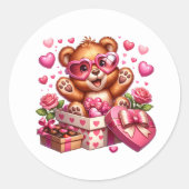 Valentine Teddy Stickers ラウンドシール (正面)