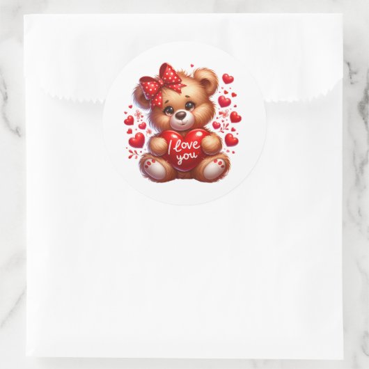 Valentine Teddy Stickers ラウンドシール (バッグ)