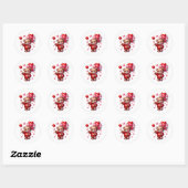 Valentine Teddy Stickers ラウンドシール (シート)