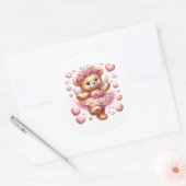 Valentine Teddy Stickers ラウンドシール (封筒)