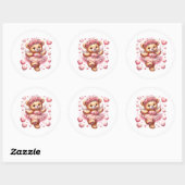 Valentine Teddy Stickers ラウンドシール (シート)