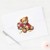 Valentine Teddy Stickers ラウンドシール (封筒)