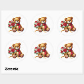Valentine Teddy Stickers ラウンドシール (シート)
