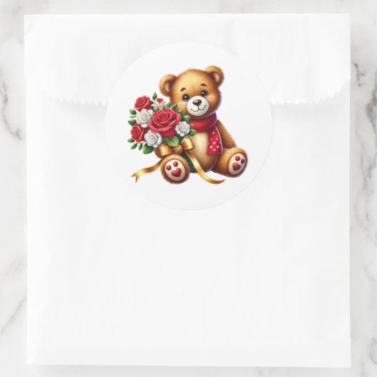 Valentine Teddy Stickers ラウンドシール (バッグ)