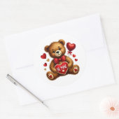 Valentine Teddy Stickers ラウンドシール (封筒)