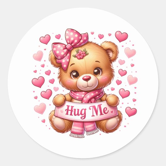 Valentine Teddy Stickers ラウンドシール (正面)