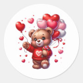 Valentine Teddy Stickers ラウンドシール (正面)