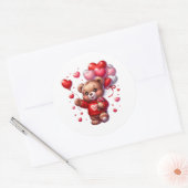 Valentine Teddy Stickers ラウンドシール (封筒)