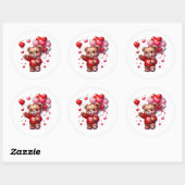 Valentine Teddy Stickers ラウンドシール (シート)