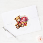Valentine Teddy Stickers ラウンドシール (封筒)