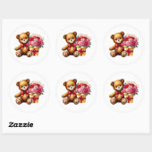 Valentine Teddy Stickers ラウンドシール (シート)