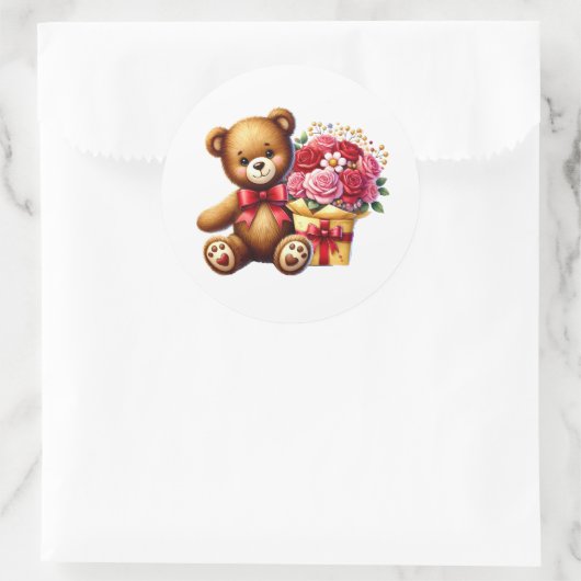 Valentine Teddy Stickers ラウンドシール (バッグ)