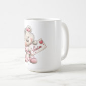 Valentine Teddy with Heart Sign コーヒーマグカップ (正面右)