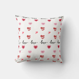Valentine Throw Pillow love text クッション