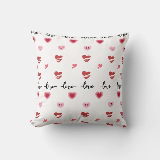 Valentine Throw Pillow love text クッション (正面)