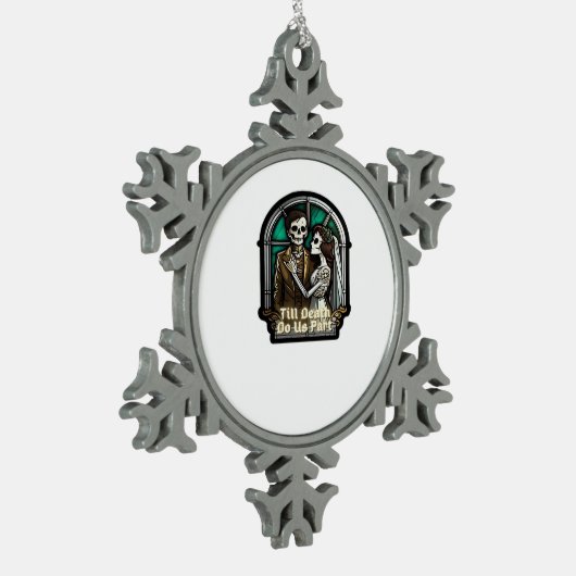 Valentine Till Death Do Us Part Romantic Style スノーフレークピューターオーナメント (左)