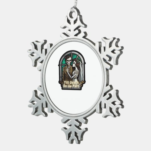 Valentine Till Death Do Us Part Romantic Style スノーフレークピューターオーナメント (右)