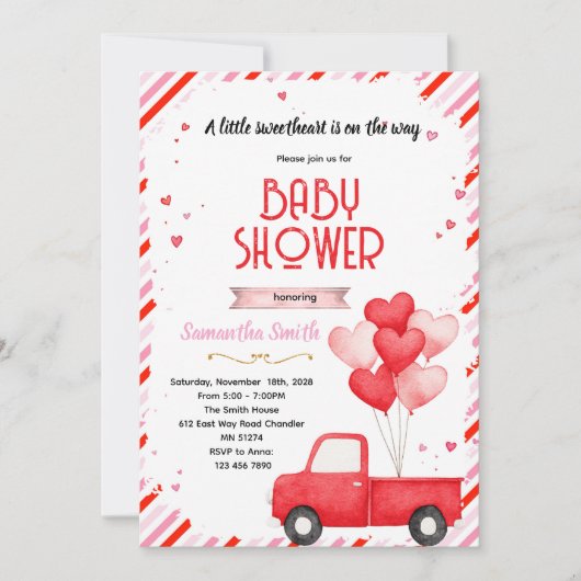 Valentine truck party invitation 招待状 (正面)