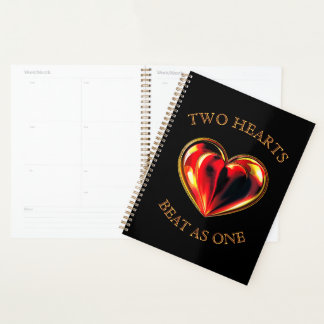 Valentine Two Hearts Beat As One Twin Flame Black プランナー手帳