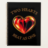 Valentine Two Hearts Beat As One Twin Flame Black プランナー手帳 (正面)
