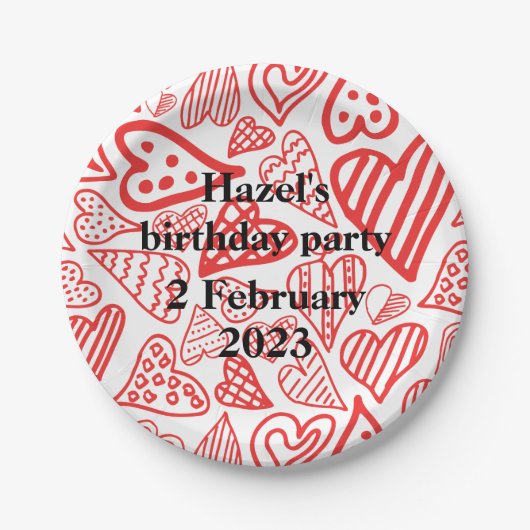 Valentine_Valentineハートパーティー紙プレート ペーパープレート (正面)