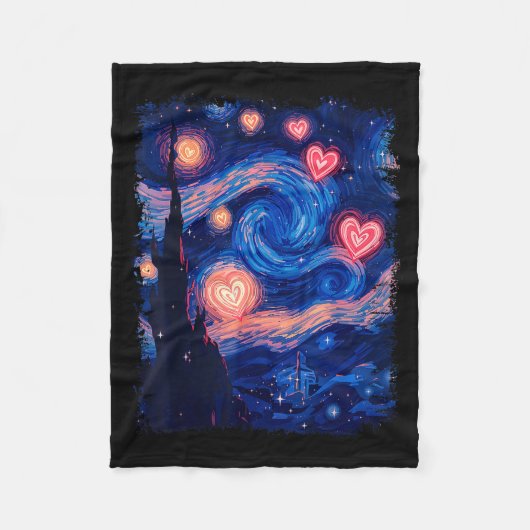 Valentine Van Gogh Starry Night Heart Matching Cou フリースブランケット (正面)