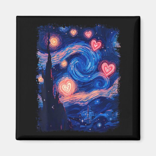 Valentine Van Gogh Starry Night Heart Matching Cou マグネット (正面)