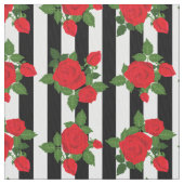 valentine vertical stripes red roses romantic ファブリック (クローズアップ)