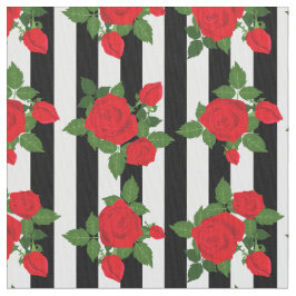 valentine vertical stripes red roses romantic ファブリック