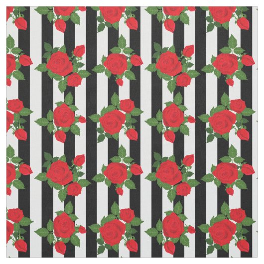 valentine vertical stripes red roses romantic ファブリック (見本)