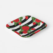 valentine vertical stripes red roses romantic ペーパープレート (傾斜あり)