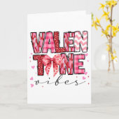 Valentine Vibes Valentines Day Pink Bow Girl Women カード (黄色い花)