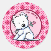 Valentine Westie Sticker ラウンドシール (正面)