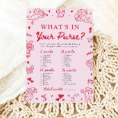Valentine What's In Your Purse Baby Shower Game 招待状