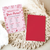 Valentine What's In Your Purse Baby Shower Game 招待状