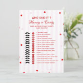 Valentine who said it Baby shower game Card 招待状 (スタンド正面)
