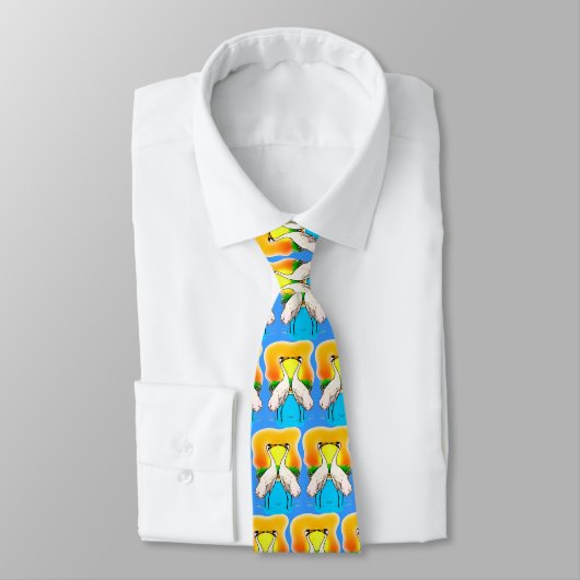 Valentine Whopping Cranes in Love Heart Neck Tie ネクタイ (タイ)