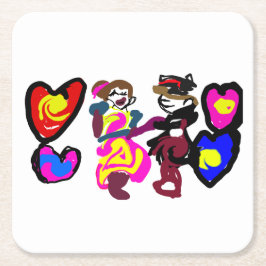 Valentine win love スクエアペーパーコースター