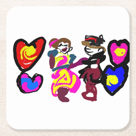 Valentine win love スクエアペーパーコースター (正面)