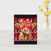 Valentine Xoxo Highland Cow Cute Coquette Bow West カード (黄色い花)