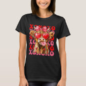 Valentine Xoxo Highland Cow Cute Coquette Bow West Tシャツ (正面)