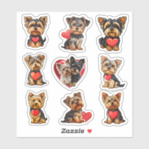 Valentine Yorkshire Terrier 9ステッカーのセット