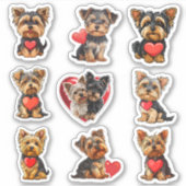 Valentine Yorkshire Terrier 9ステッカーのセット シール (正面)