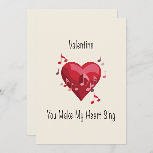 Valentine you make my heart sing postcard シーズンカード (正面/裏面)