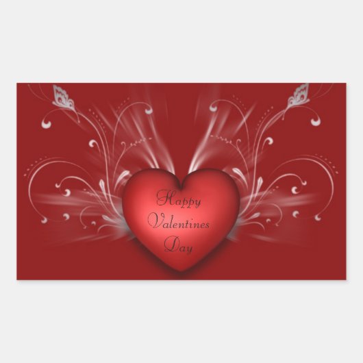 Valentinesステッカー/ハート 長方形シール (正面)