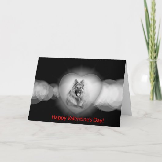 Valentinesドイツ羊飼い犬ハートグリーティングカード シーズンカード (正面)