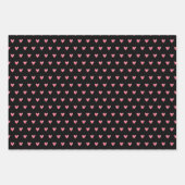 Valentinesハートオン黒とホワイトとピンク ラッピングペーパーシート (正面)