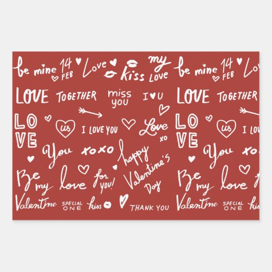 Valentines 19" x 29"ラッピング紙シート、マット ラッピングペーパーシート (正面)