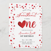 Valentines 1st girl Birthday 招待状 (正面/裏面)